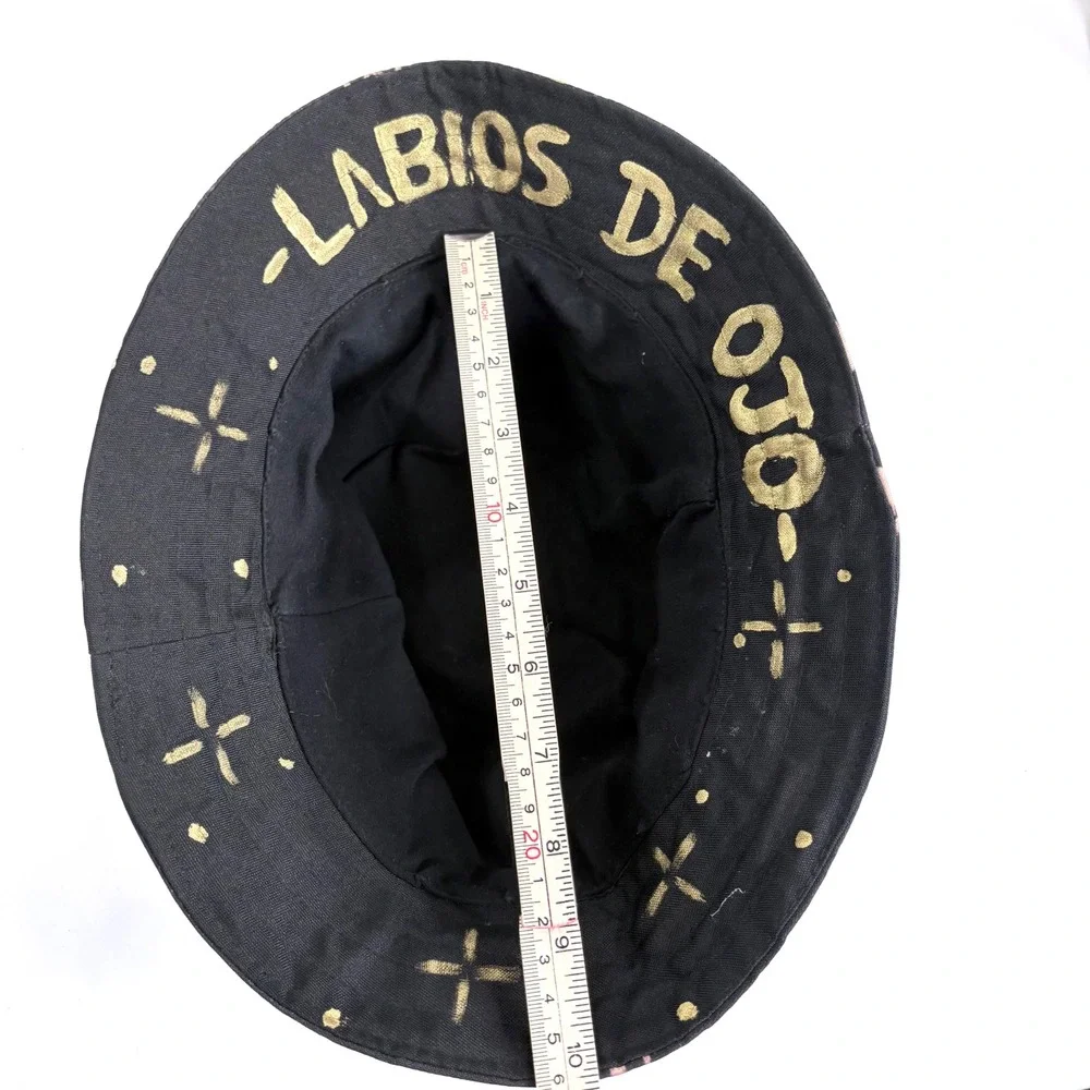 Labios De Ojo Bucket Hat Black Hand Painted Skull Snake Custom Edgy Streetwear